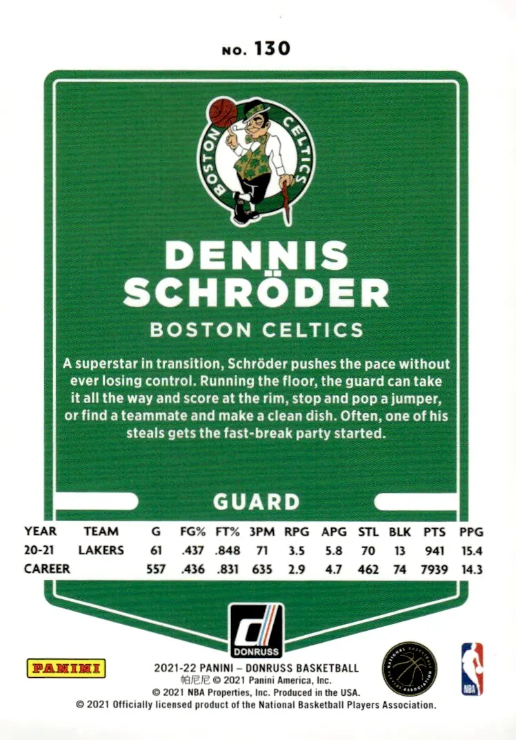 2021-22 Donruss #130 Dennis Schröder (back)