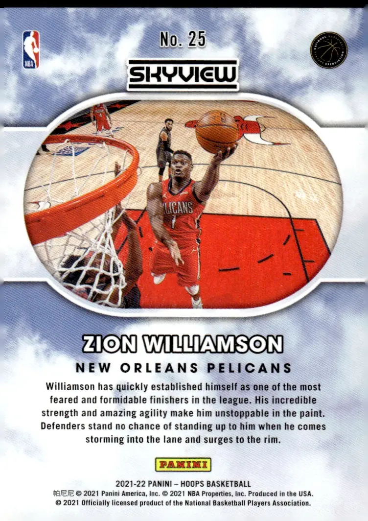 2021-22 NBA Hoops #25 Zion Williamson (back)