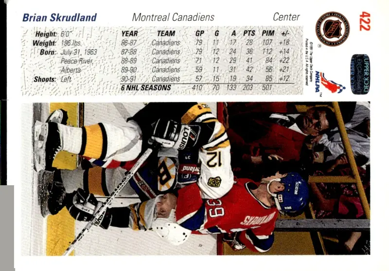 1991-92 Upper Deck #422 Brian Skrudland (back)