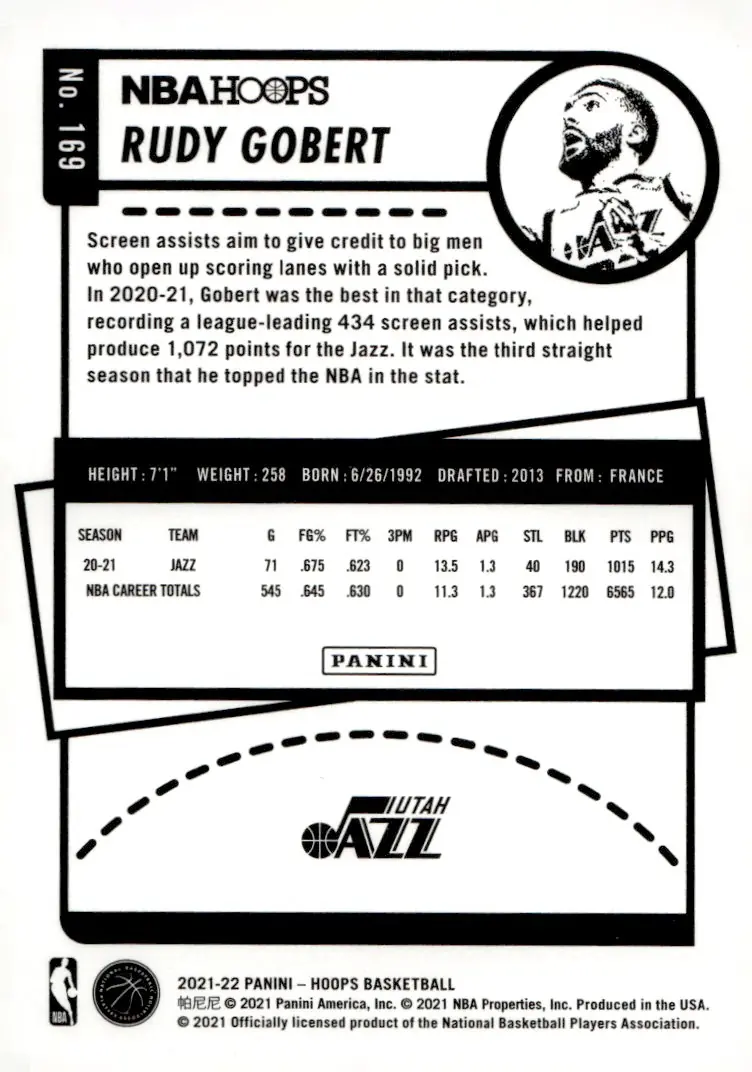 2021-22 NBA Hoops #169 Rudy Gobert (back)