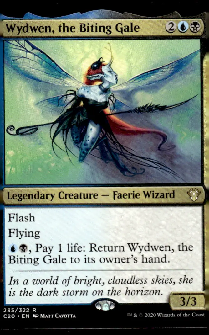 2020 Commander 2020 (Ikoria Commander) - C20 #235/322 Wydwen, the Biting Gale (Legendary Creature — Faerie Wizard, 3/3); art by Matt Cavotta (front)