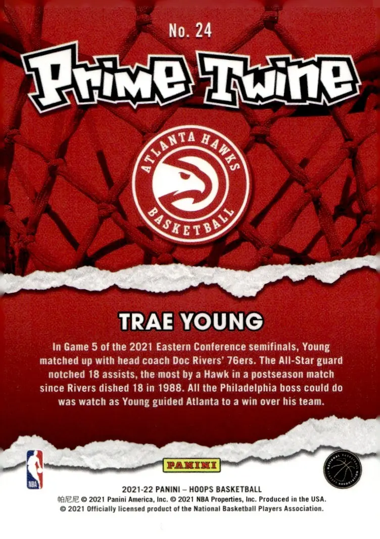 2021-22 NBA Hoops #24 Trae Young (back)