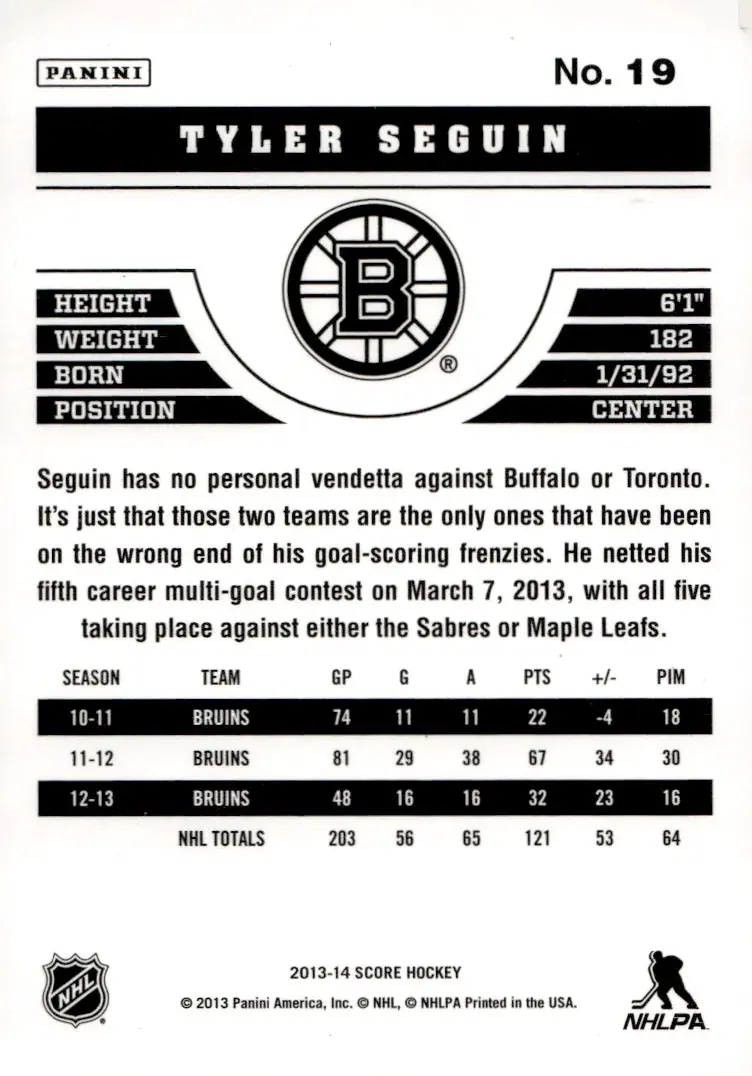 2013-14 Score #19 Tyler Seguin (back)