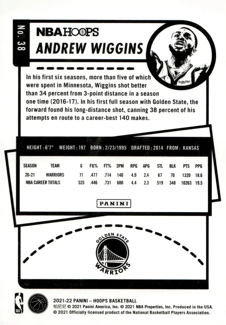 2021-22 NBA Hoops #38 Andrew Wiggins (back)