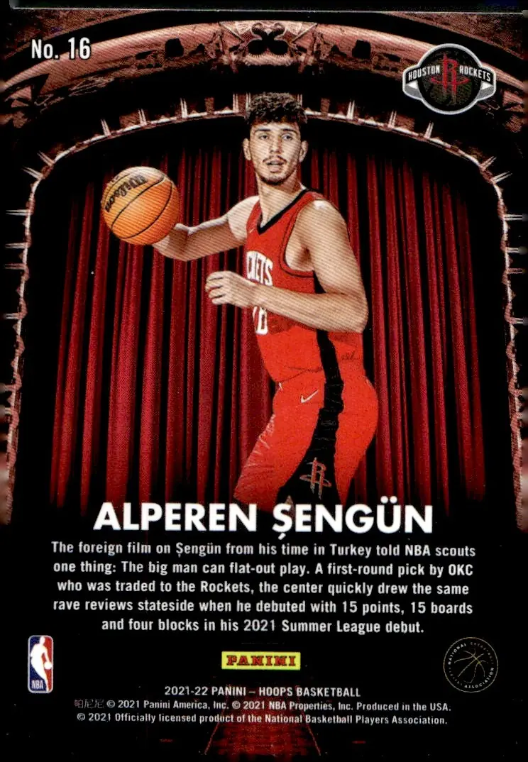 2021-22 NBA Hoops #16 Alperen Şengün (back)