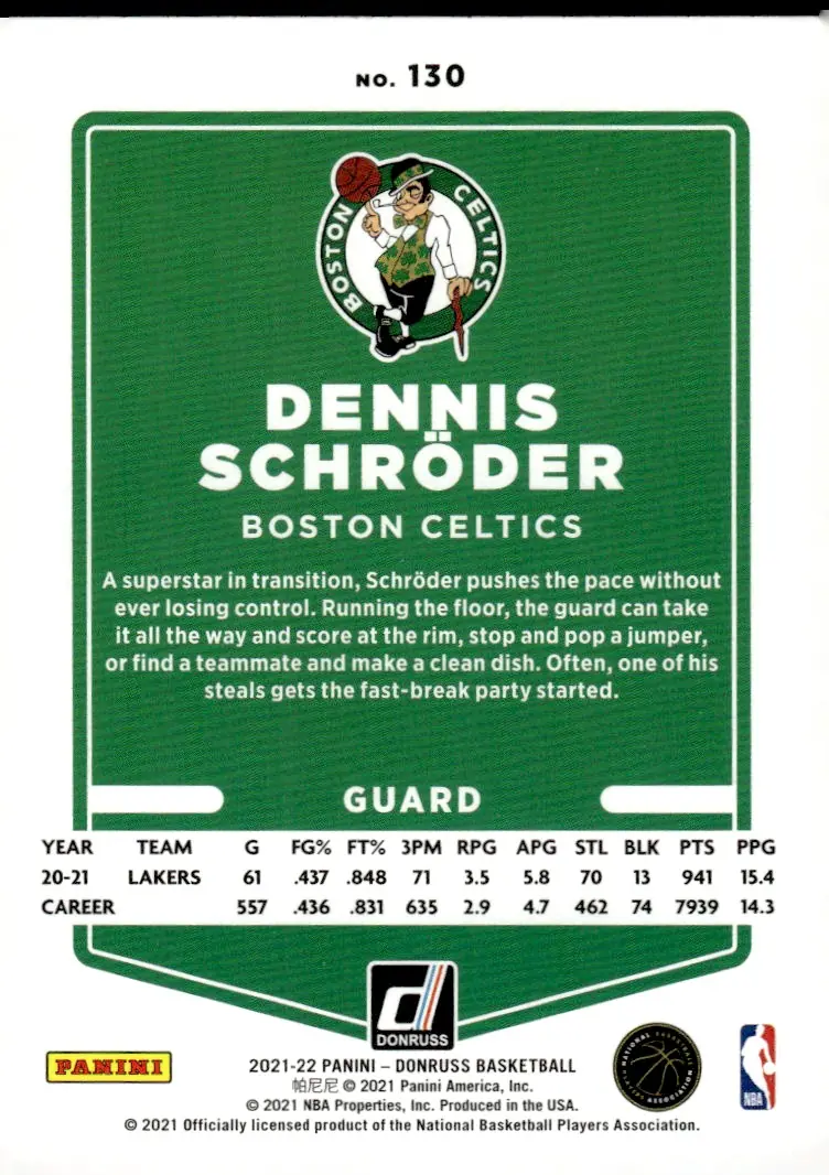 2021-22 Donruss #130 Dennis Schröder (back)