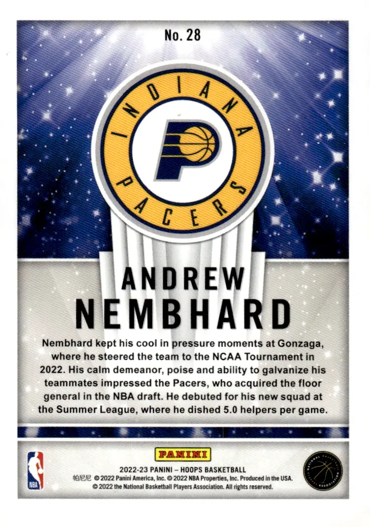2022-23 NBA Hoops #28 Andrew Nembhard (back)