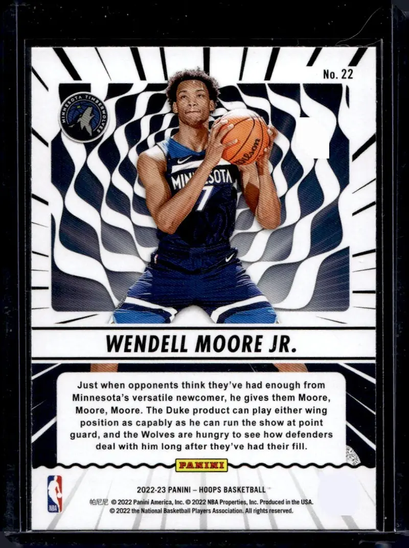 2022-23 NBA Hoops #22 Wendell Moore Jr. – Holo (back)