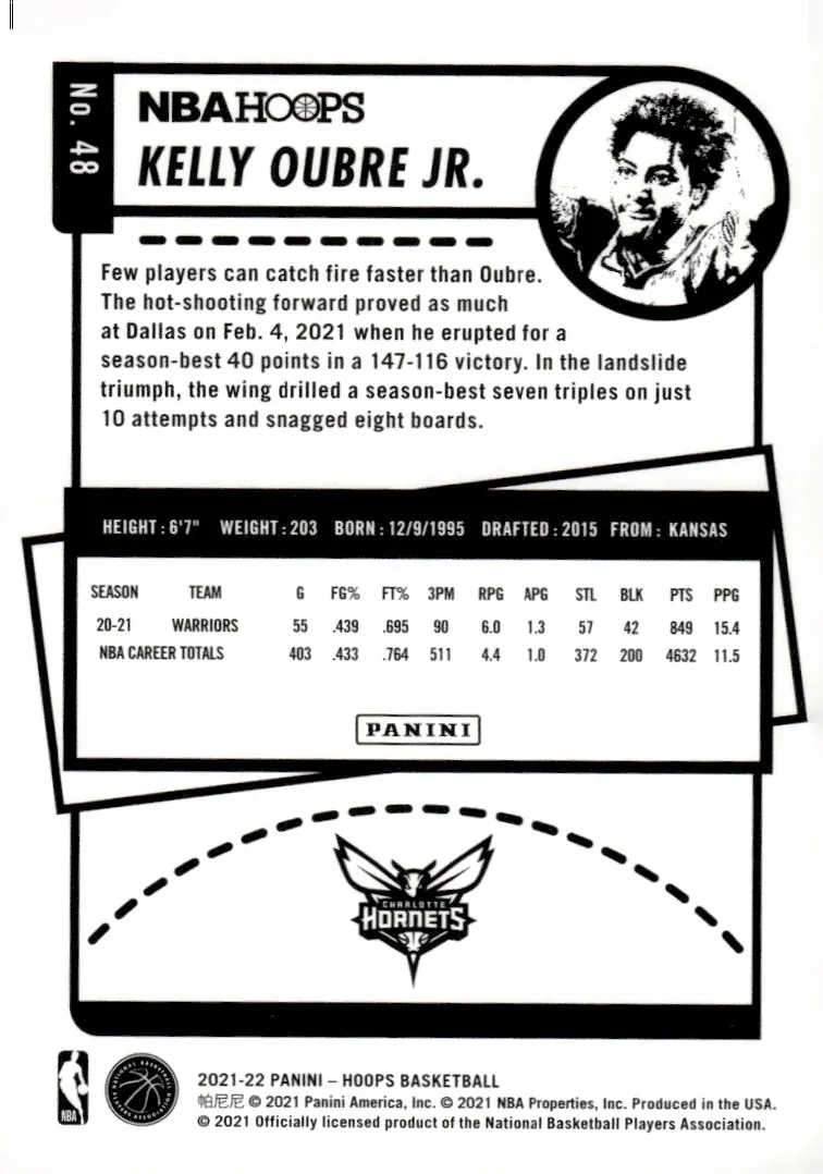 2021-22 NBA Hoops #48 Kelly Oubre Jr. (back)
