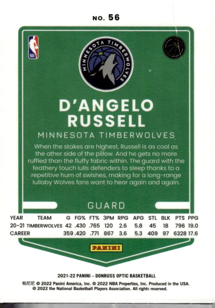 2021-22 Donruss Optic #56 D'Angelo Russell (back)