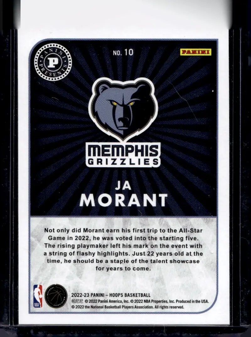 2022-23 NBA Hoops #10 Ja Morant (back)