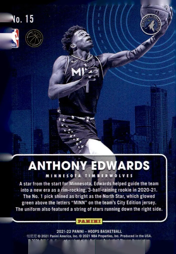 2021-22 NBA Hoops #15 Anthony Edwards (back)