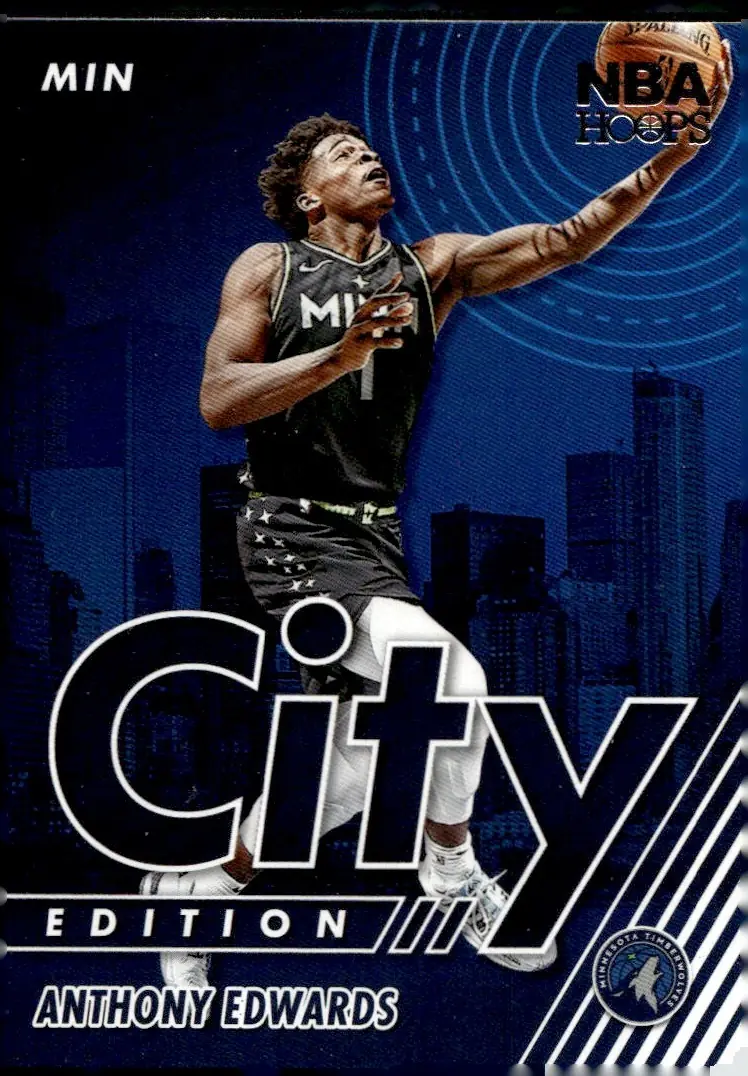 2021-22 NBA Hoops #15 Anthony Edwards (front)