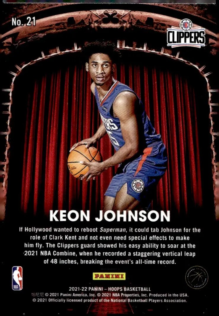 2021-22 NBA Hoops #21 Keon Johnson (back)