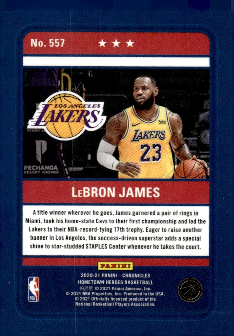 2020-21 Panini Chronicles Basketball #557 LeBron James (back)