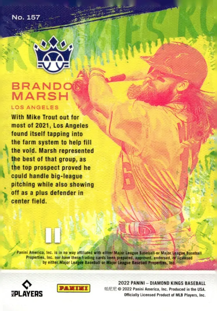 2022 Diamond Kings #157 Brandon Marsh – Artist's Proof (back)