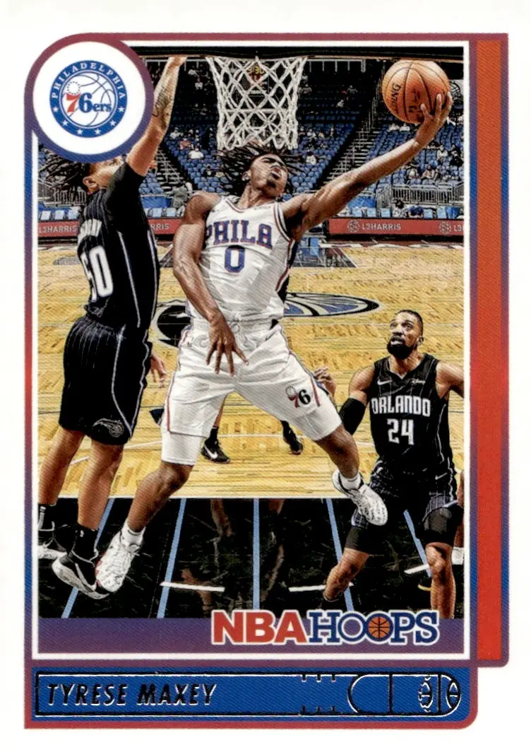2021-22 NBA Hoops #57 Tyrese Maxey (front)