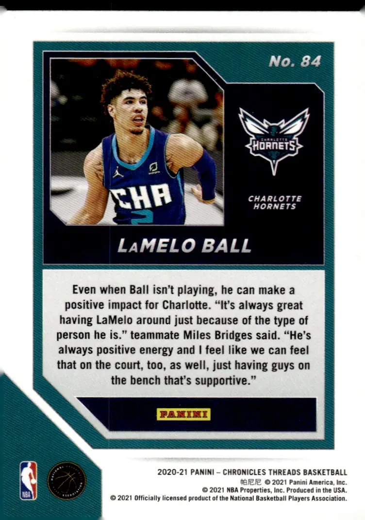 2020-21 Panini Chronicles Basketball #84 LaMelo Ball (back)