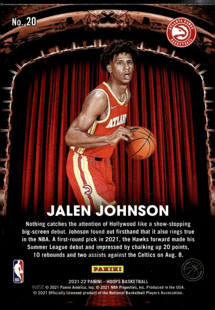 2021-22 NBA Hoops #20 Jalen Johnson (back)