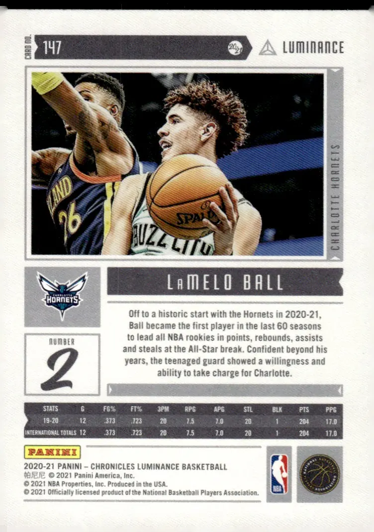 2020-21 Chronicles Basketball #147 LaMelo Ball (back)