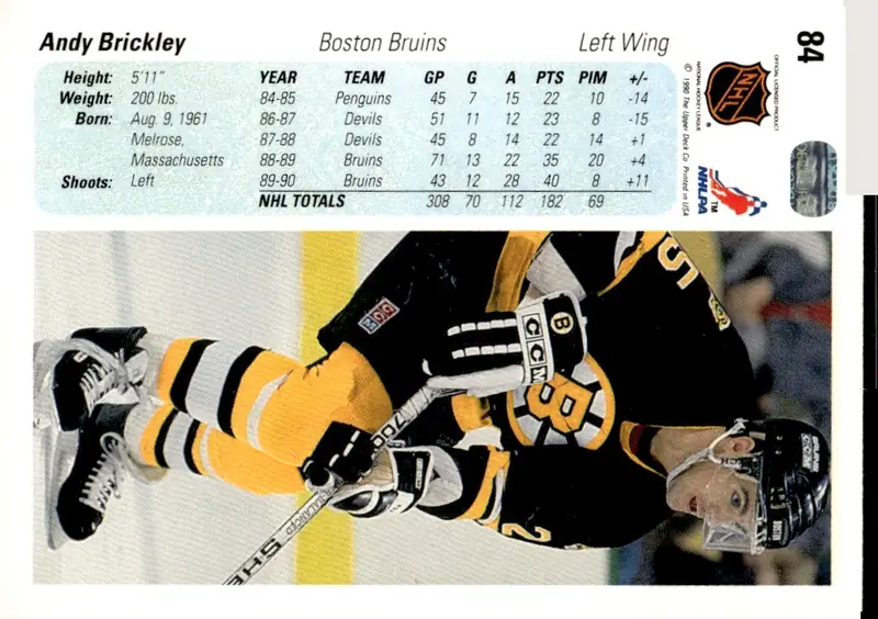 1990-91 Upper Deck #84 Andy Brickley (back)