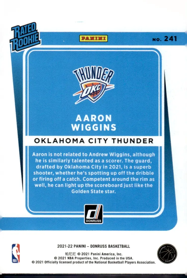 2021-22 Donruss #241 Aaron Wiggins (back)