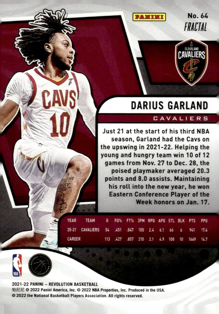2021-22 Revolution #64 Darius Garland – Fractal (back)