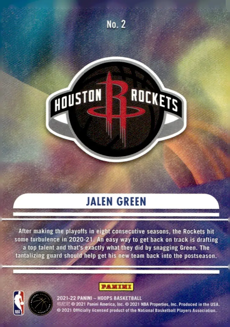 2021-22 NBA Hoops #2 Jalen Green (back)
