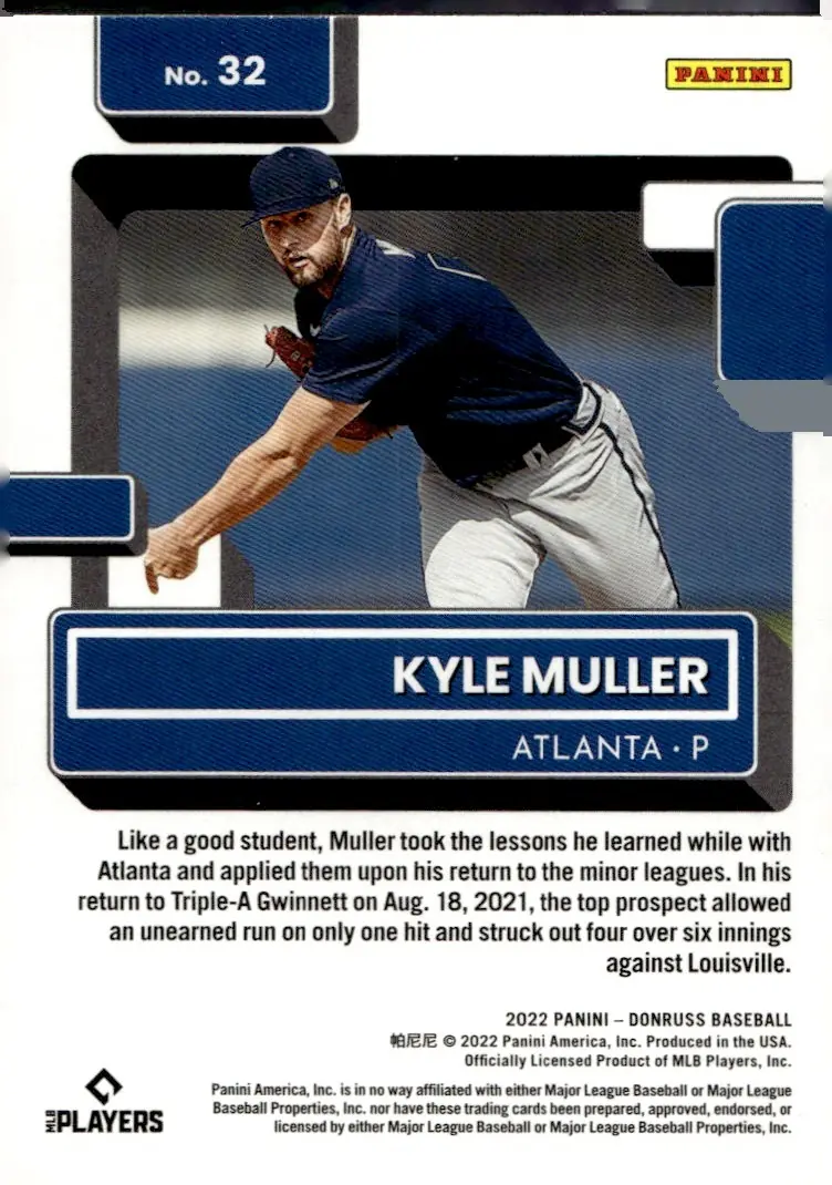 2022 Donruss #32 Kyle Muller (back)