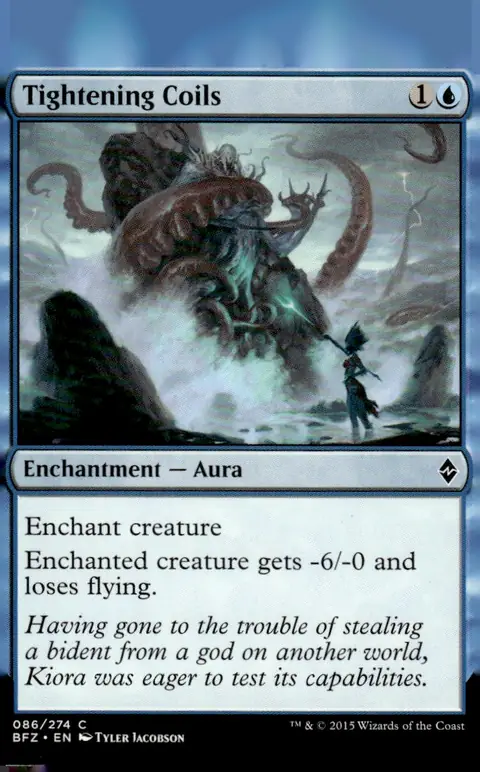 2015 Battle for Zendikar (BFZ) #086/274 Tightening Coils (card name); art by Tyler Jacobson