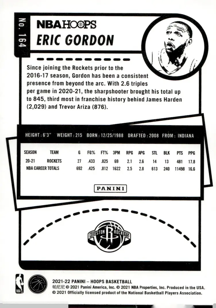 2021-22 NBA Hoops #164 Eric Gordon (back)