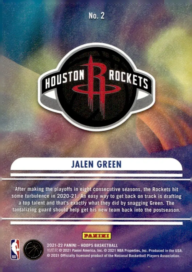 2021-22 NBA Hoops #2 Jalen Green (back)