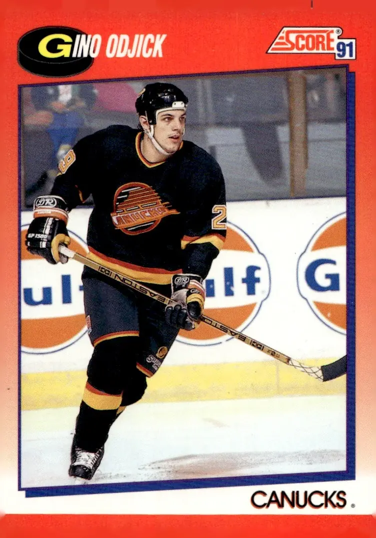 1991-92 Score Canadian (Bilingual) #237 Gino Odjick (front)