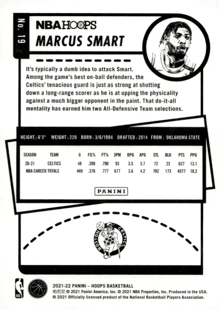 2021-22 NBA Hoops #19 Marcus Smart (back)