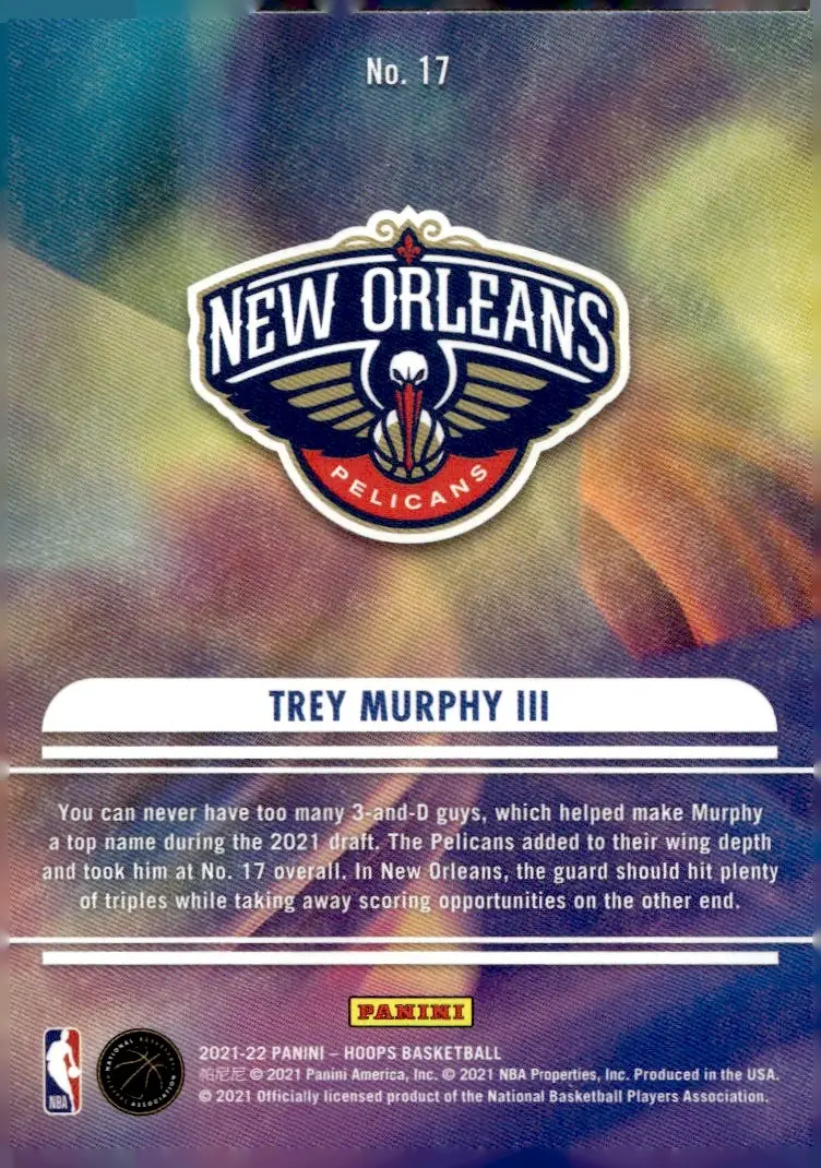 2021-22 NBA Hoops #17 Trey Murphy III (back)