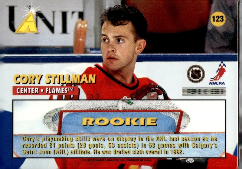 1995-96 Zenith #123 Cory Stillman (back)