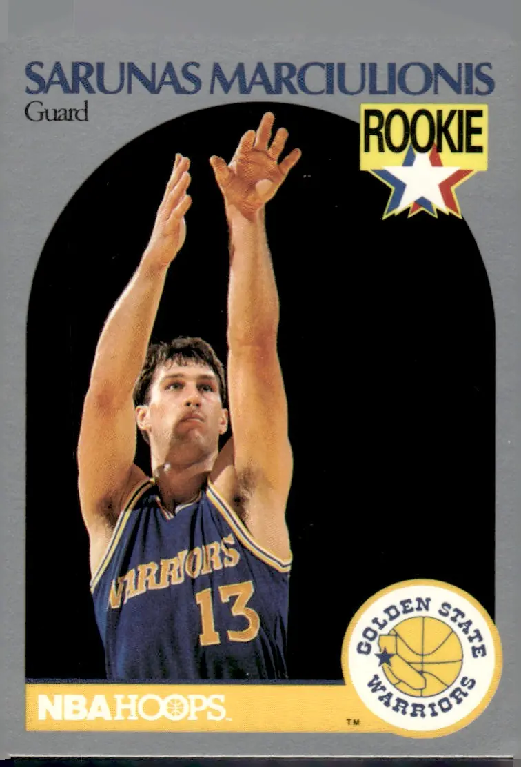 1990-91 NBA Hoops #115 Sarunas Marciulionis (front)
