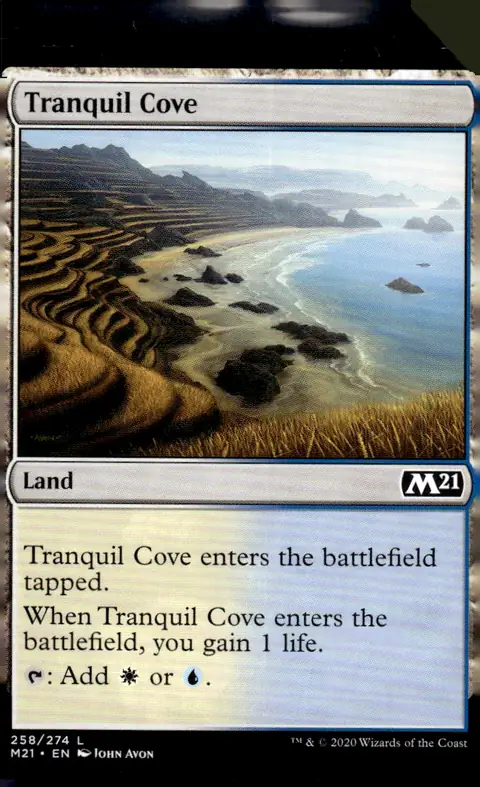 2020 Core Set 2021 (M21) #258/274 Tranquil Cove (Land) — art by John Avon