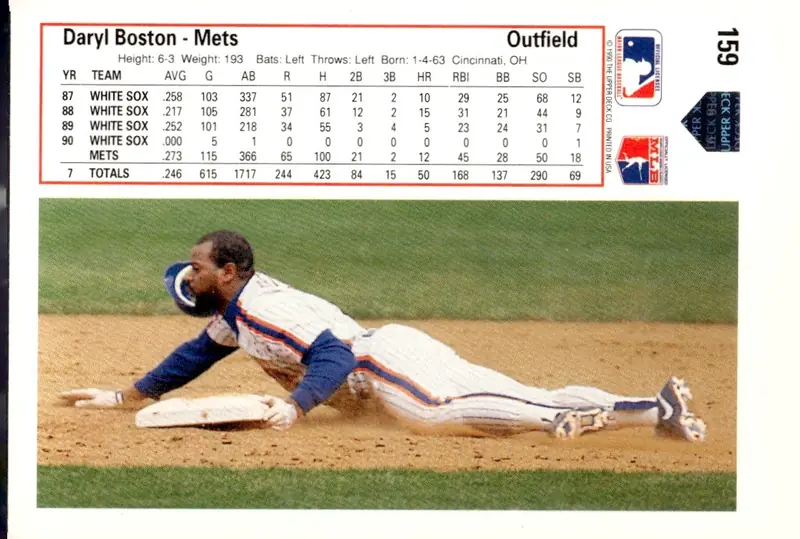 1991 Upper Deck #159 Daryl Boston (back)