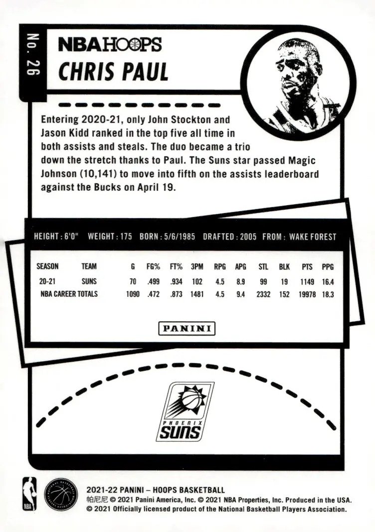 2021-22 NBA Hoops #26 Chris Paul (back)