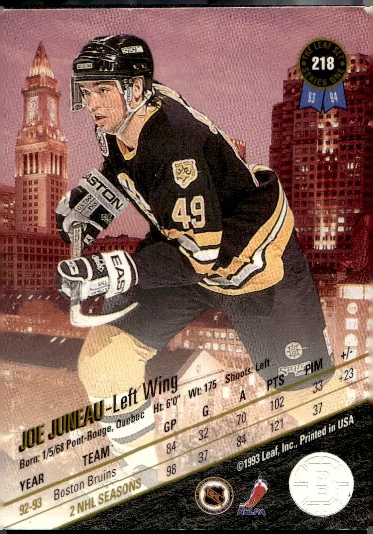 1993-94 Leaf #218 Joe Juneau (back)