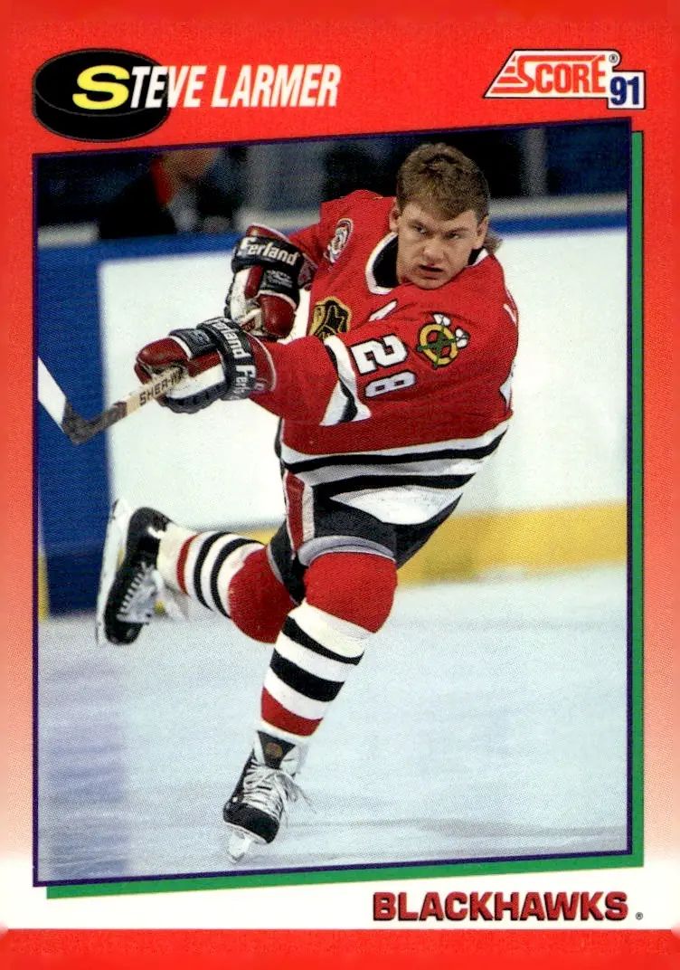 1991-92 Score Canadian (English) #140 Steve Larmer (front)
