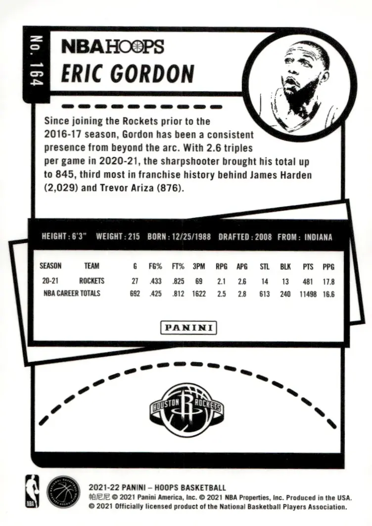 2021-22 NBA Hoops #164 Eric Gordon (back)