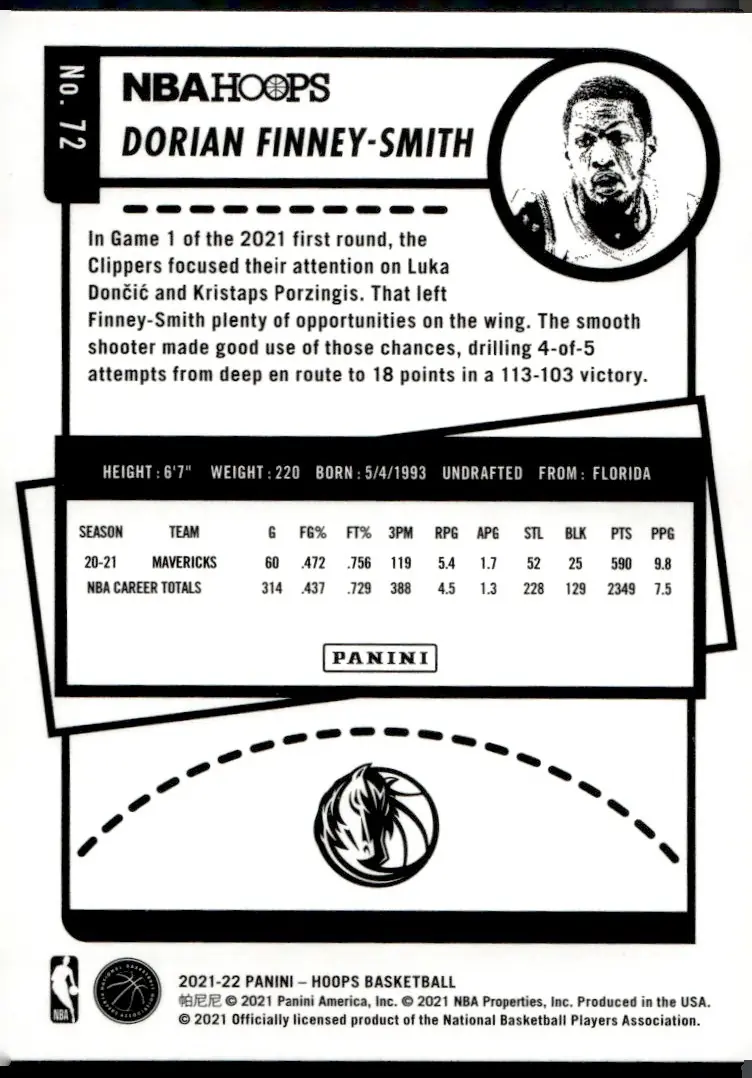 2021-22 NBA Hoops #72 Dorian Finney-Smith (back)