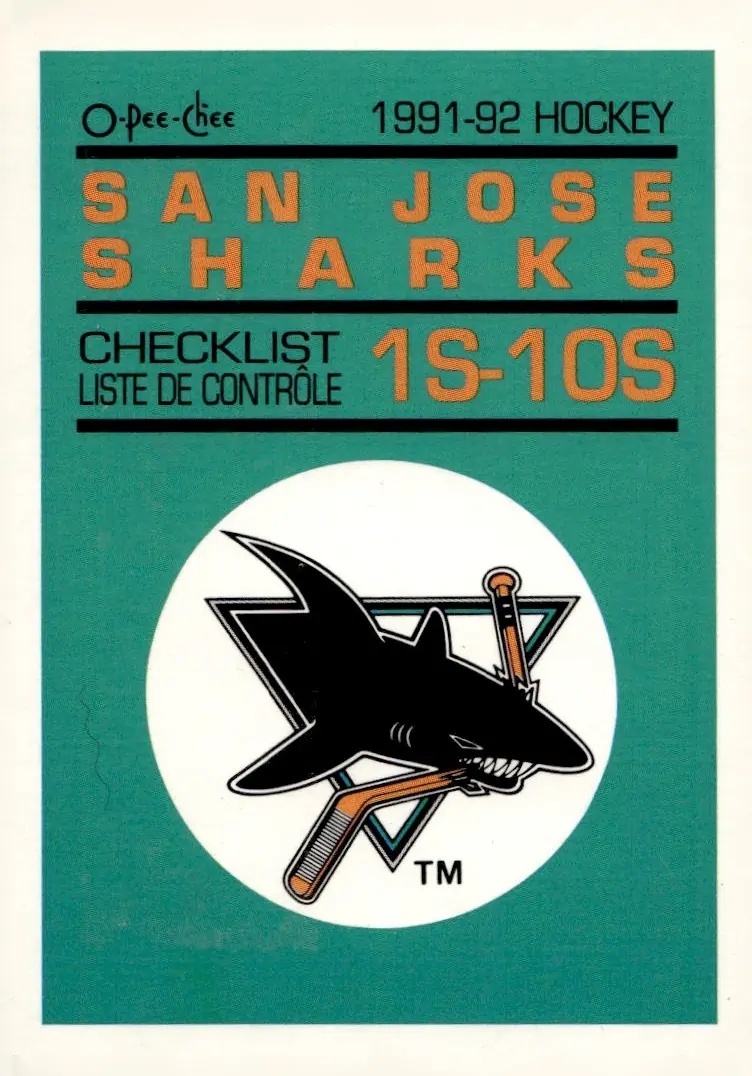 1991-92 O-Pee-Chee #10S Checklist (front)