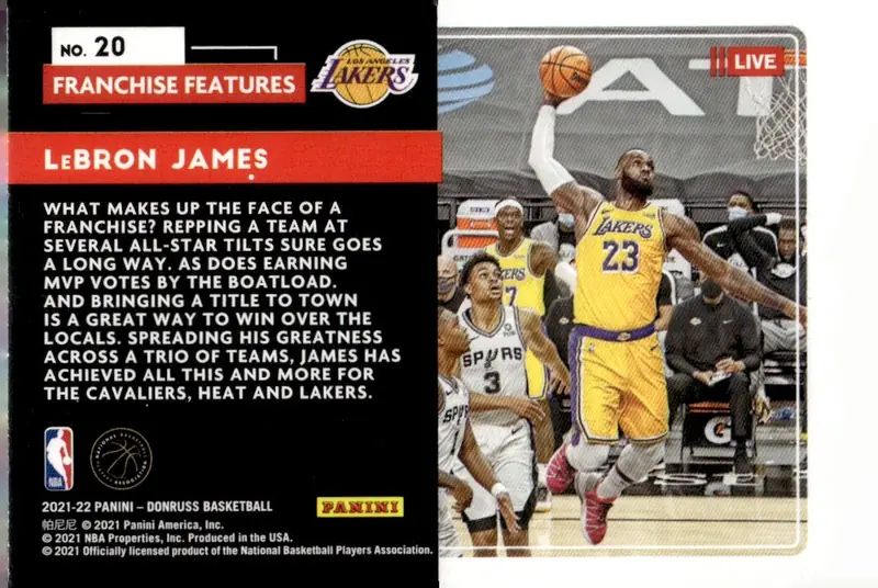 2021-22 Donruss Basketball #20 LeBron James (back)