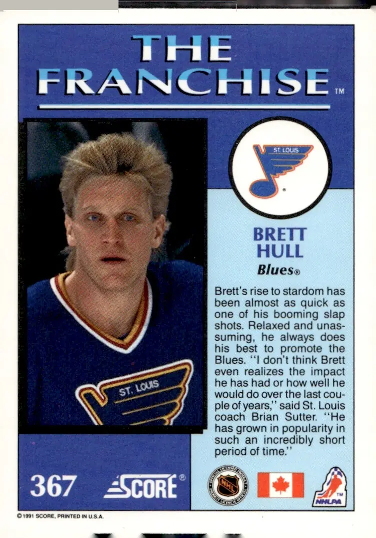 1991-92 Score American #367 Brett Hull (back)
