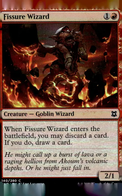 2020 Zendikar Rising (ZNR) #140/280 Fissure Wizard (Creature — Goblin Wizard); art by Lius Lasahido – Foil