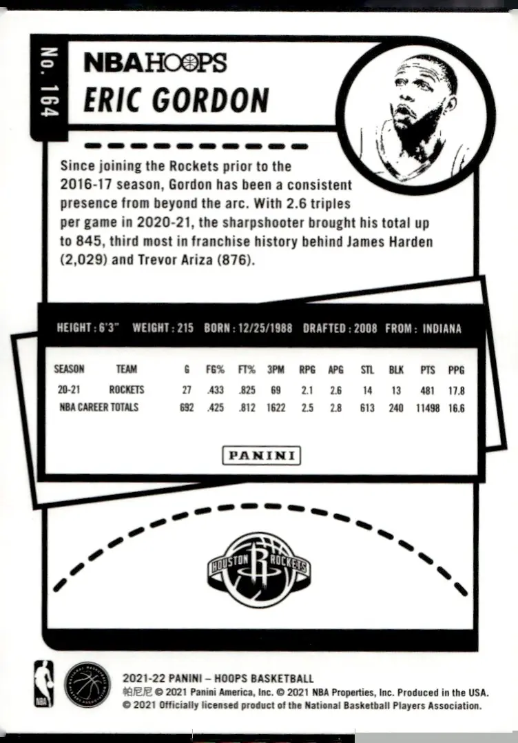 2021-22 NBA Hoops #164 Eric Gordon (back)