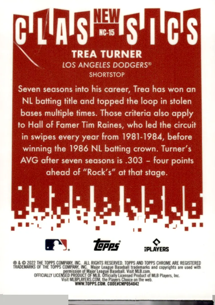 2022 Topps Chrome #NC-15 Trea Turner (back)